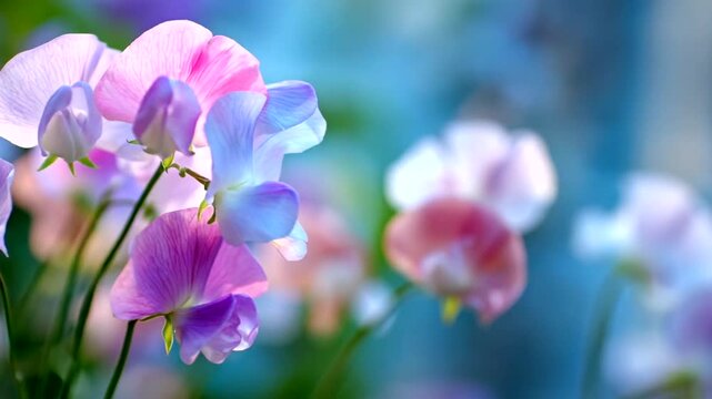 Delicate orchids blooming in a serene garden setting