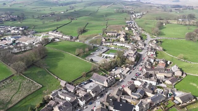Aerial view over Hawes from a drone 4K video