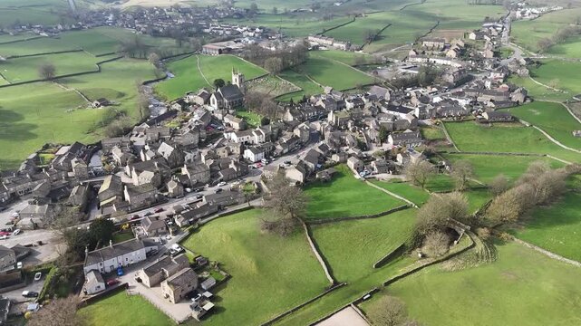 Aerial view over Hawes from a drone 4K video
