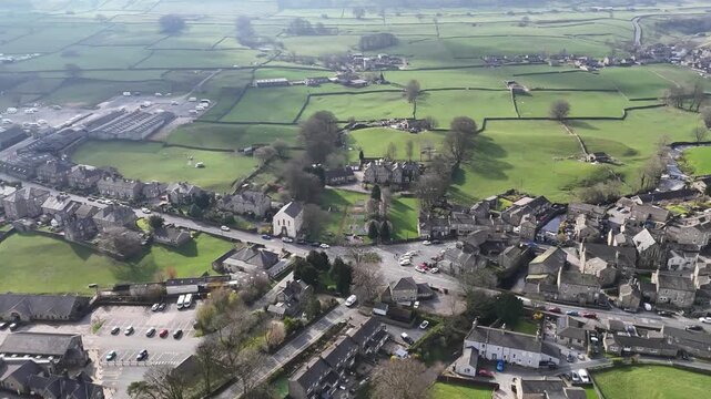 Aerial view over Hawes from a drone 4K video