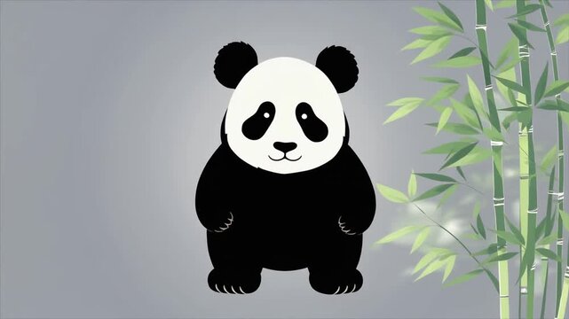 Cute panda bear with bamboo plant.