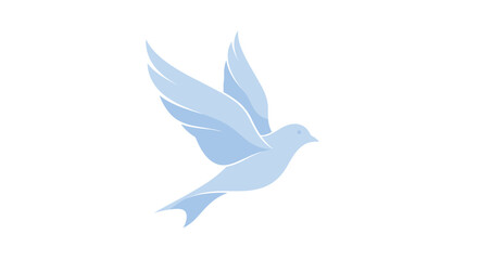 Obraz premium Light blue silhouette of a bird in flight with wings spread wide against a plain white background.