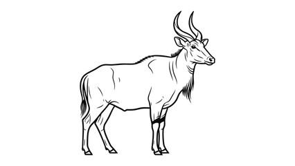 Obraz premium Elegant Sable Antelope Illustration: A sophisticated illustration showcasing a majestic sable antelope, its sleek form defined with clean lines, its striking horns commanding attention.
