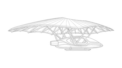 Obraz premium Air Vehicle Design: A detailed illustration of a futuristic, aerodynamic air vehicle, showcasing innovative design and structural elegance.