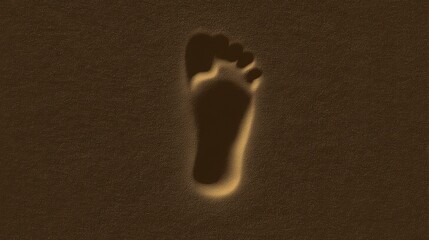 A single footprint in damp sand, the pressure evenly distributed, glowing with a soft therapeutic light.