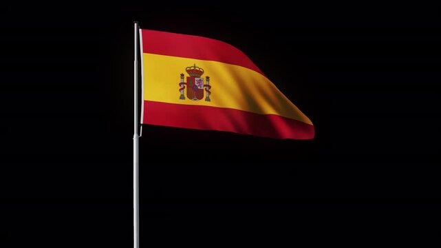 Spanish flag waving, red and yellow stripes. Suitable for travel, patriotic, or multicultural concepts in designs, presentations, or websites.