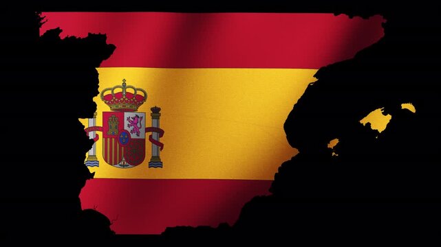 Flag of spain shaped like the country, ideal for patriotic designs, travel posters, cultural presentations, educational materials, and global concepts.