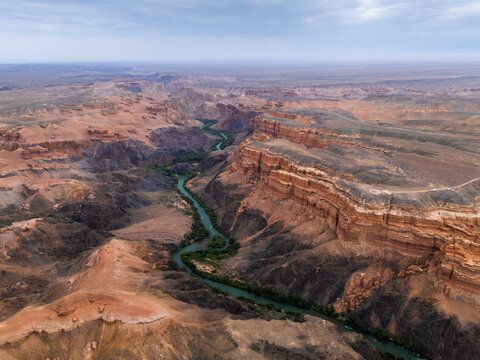 Aerial View of Charyn Canyon on the Charyn River, Charyn National Park, Kazakhstan