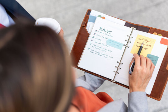 Organized planner with task list.