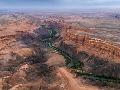 Aerial View of Charyn Canyon on the Charyn River, Charyn National Park, Kazakhstan