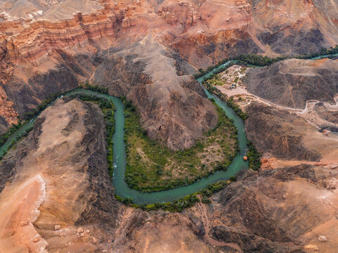 Aerial View of Charyn Canyon on the Charyn River, Charyn National Park, Kazakhstan