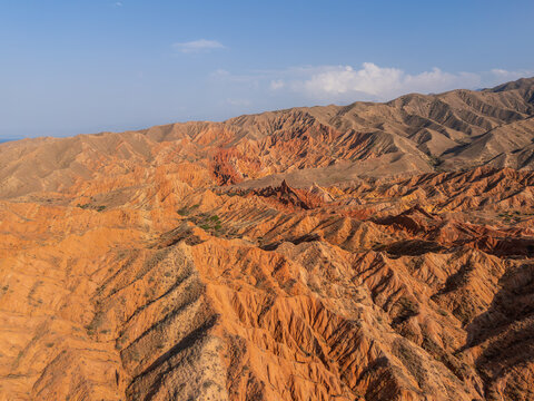 Aerial view of Colorful Desert Formations in Fairy Tale Canyon, Kyrgyzstan
