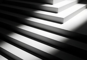 Obraz premium Staircase steps with shadows and light modern architectural detail in black and