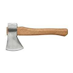 Small hand axe with wooden handle and steel blade