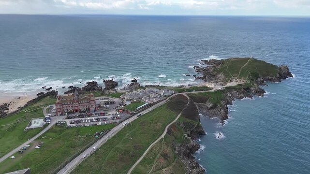 Aerial view Over Towan Headland Newquay