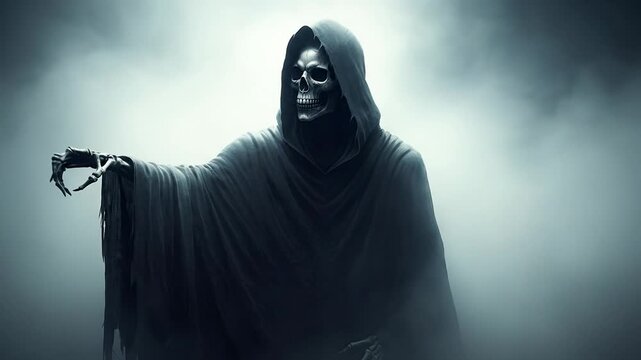 Grim Reaper Gesturing in Fog