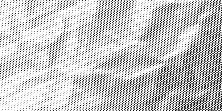 Crumpled paper halftone texture. Dotted rough wrinkled background. Old creased paper sheet overlay. Comic pop art grain wallpaper. Aged damaged gritty page in cartoon style. Vector background