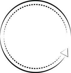 Fototapeta premium A simple graphic icon featuring a circular path composed of both dotted and solid lines, with a