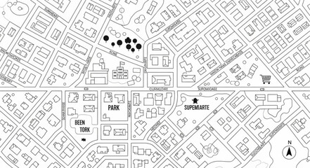 Obraz premium Detailed Street Map Depicting Urban Planning and Infrastructure Layout.
