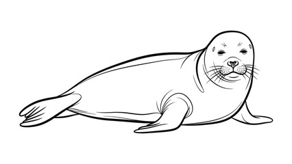 Obraz premium Elegant Seal Contour: A graceful, minimalist illustration of a seal resting, its sleek form defined by clean lines and subtle shading, representing marine wildlife.