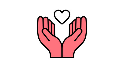 Obraz premium Hands Cupped with Heart Symbol Representing Care and Support