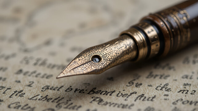 Antique fountain-pen close-up