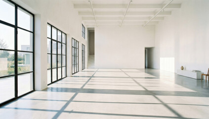 Fototapeta premium 맑은 아침의 화이트 인테리어