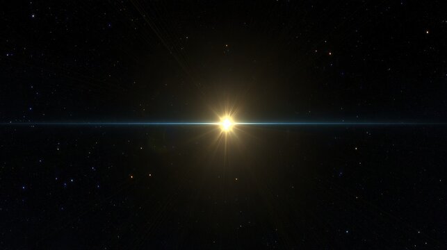 A single bright point of light against deep black space, surrounded by complex gravitational lensing effects.