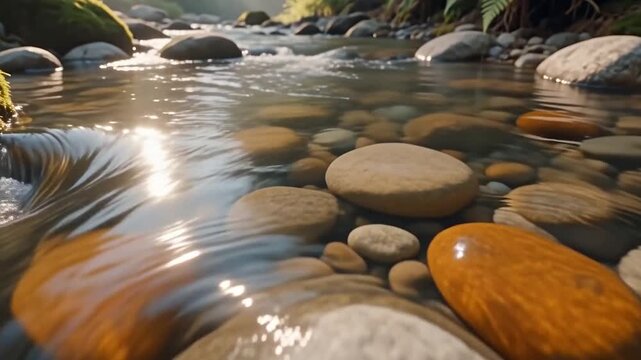 Rivi&egrave;re en for&ecirc;t avec une lumi&egrave;re naturelle