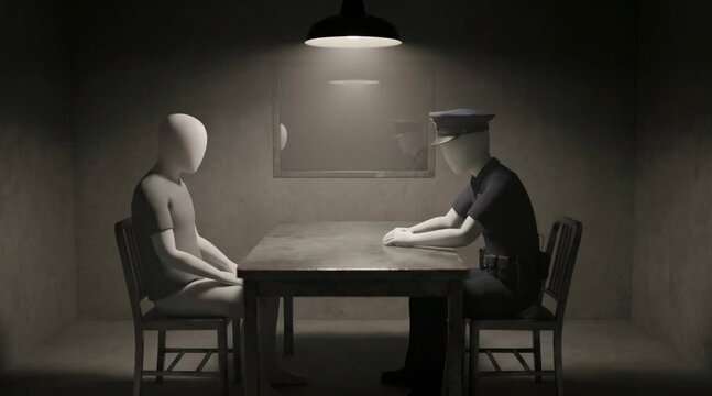 Mannequin interrogation room 3D viral animated documentary visual storytelling