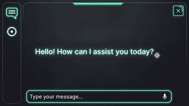AI Chatbot Interface Showing Greeting Prompt for Customer Service Virtual Assistant and Conversational Technology Application