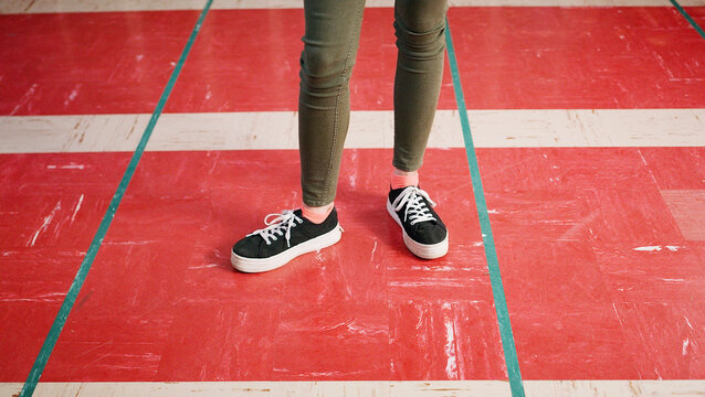 Legs, student or teen in high school for education, casual dress code policy or sneakers for learning. Comfortable footwear, pupil or kid with compliance for academy rules, above or study in outfit