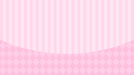 ピンク色のストライプとダイヤ柄のおしゃれな背景、16対9の横長サイズ