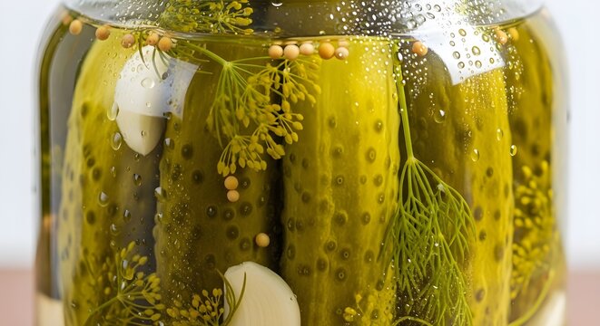 Crunchy Quick Dill Pickles Spears In A Fresh Glass Jar, Bright Green Color And Crisp Texture, A Classic Homemade Snack Perfect For Summer Preserving And Rustic Food Photography