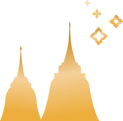 Thai Golden Pagodas Illustration