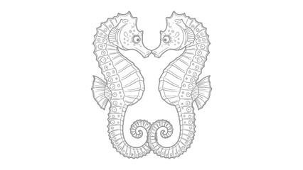 Sea Horse Love: An illustration of two seahorses, their bodies intertwined in a gesture of affection, their eyes locked in a display of intimacy. This image evokes feelings of love and connection. © Mohiuddin123
