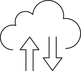 Cloud Upload Download Line Icon &ndash; Data Transfer Cloud Storage Vector