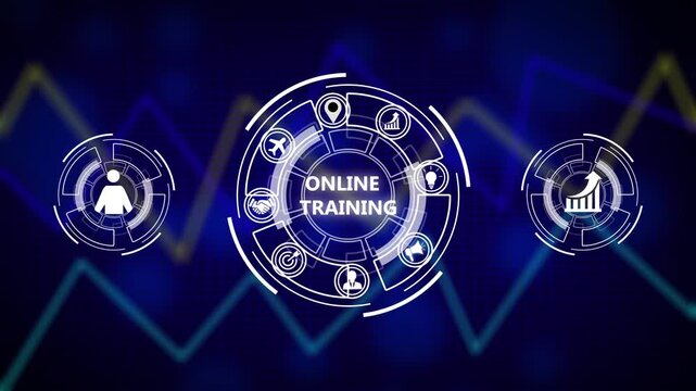 Business, Technology, Internet and network concept. Coaching mentoring education business training development E-learning concept. Abstract business statiticks graph technology background with alpha