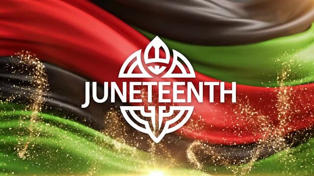 Creative Juneteenth Emblem Animation With African American Flag Colors And Festive Motion Design