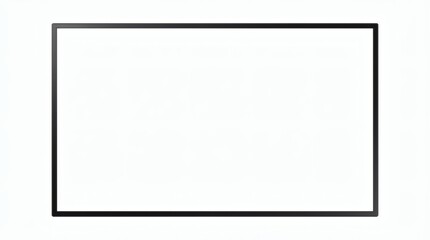 Blank Canvas Black Framed Rectangular Display on White Backdrop.