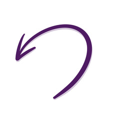Obraz premium Purple curved arrow icon isolated on transparent background