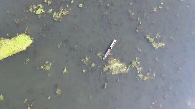 Aerial View of People Enjoying Boat Ride on Loktak Lake Manipur India