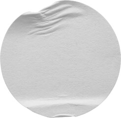 Blank white round paper sticker label isolated on white background