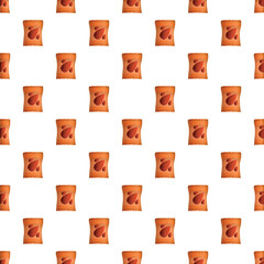 Fototapeta premium Orange seed packets with seed illustration creating a seamless background pattern
