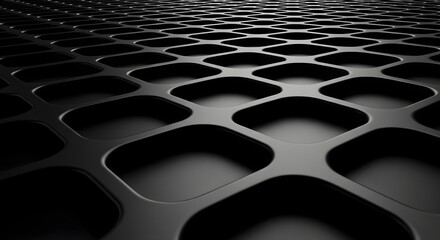 Fototapeta premium Dark Hexagon Geometric Background – Futuristic Black Honeycomb Pattern Technology Texture