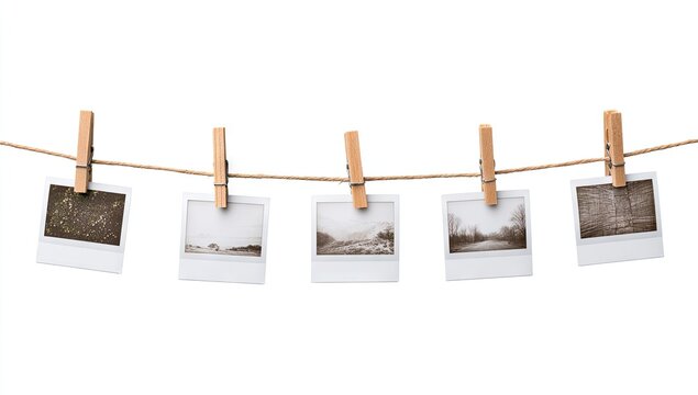 Vintage photos on a clothesline (1)