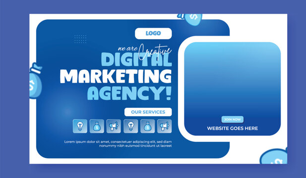 Digital marketing agency web banner template with corporate business header layout