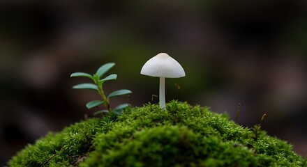 Fototapeta premium Moss, Mushroom, and Mystery: A Tiny Forest Scene