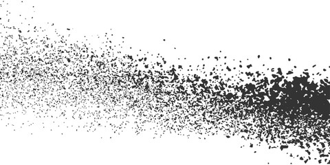 Obraz premium Abstract a dynamic grunge splash graphic composed of a cascade of dark ink particles against a crisp background, the image evokes a sense of raw energy and textured artistry.