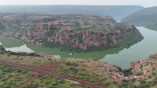 Aerial View of Gandikota Canyon and Pennar River in Andhra Pradesh India